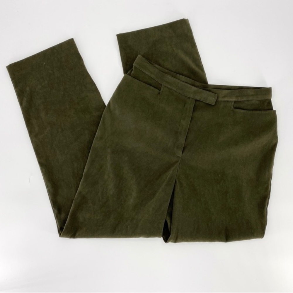 Norton McNaughton Faux Suede Olive Green Pants; Size:12